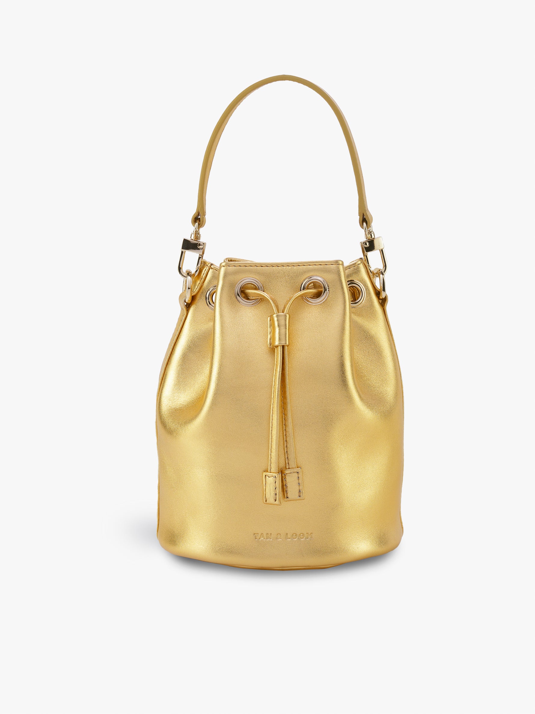 Gold bucket bag sale