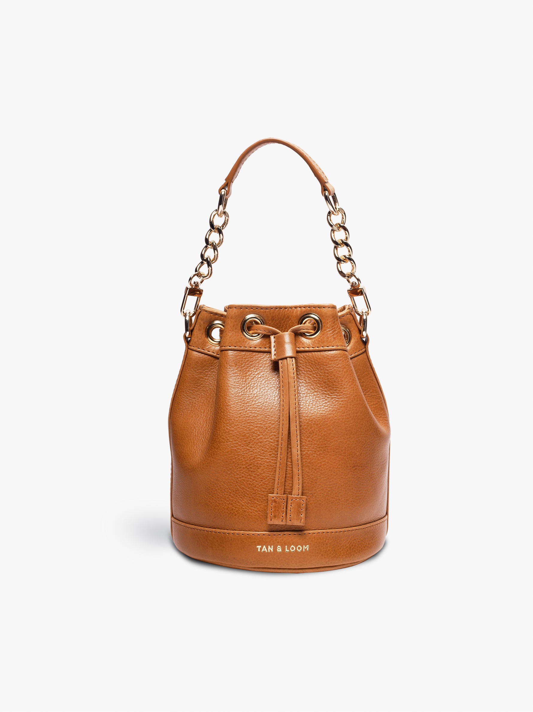 Tan bucket 2025 bag leather