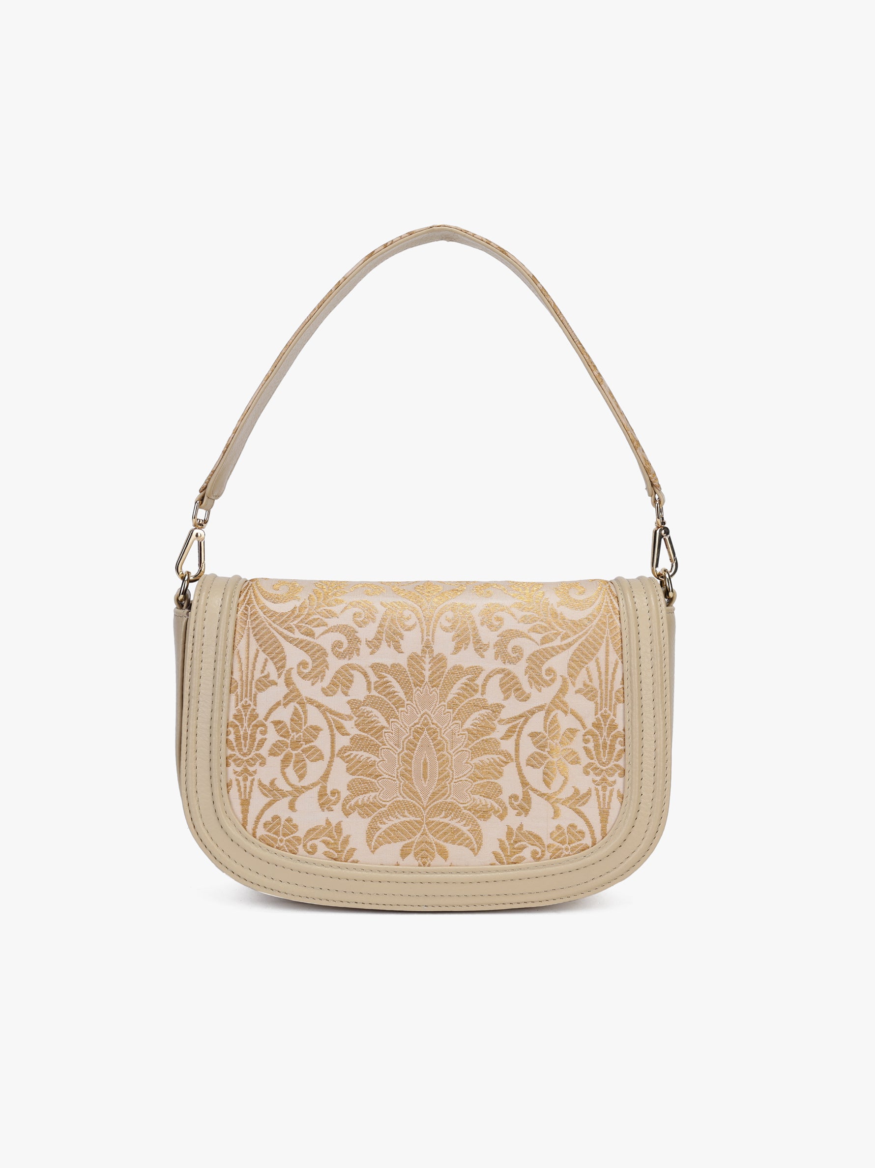 Buy ivory clutch bag for women in India from Tan & Loom | Crafted with Banarasi Brocade & Genuine Leather