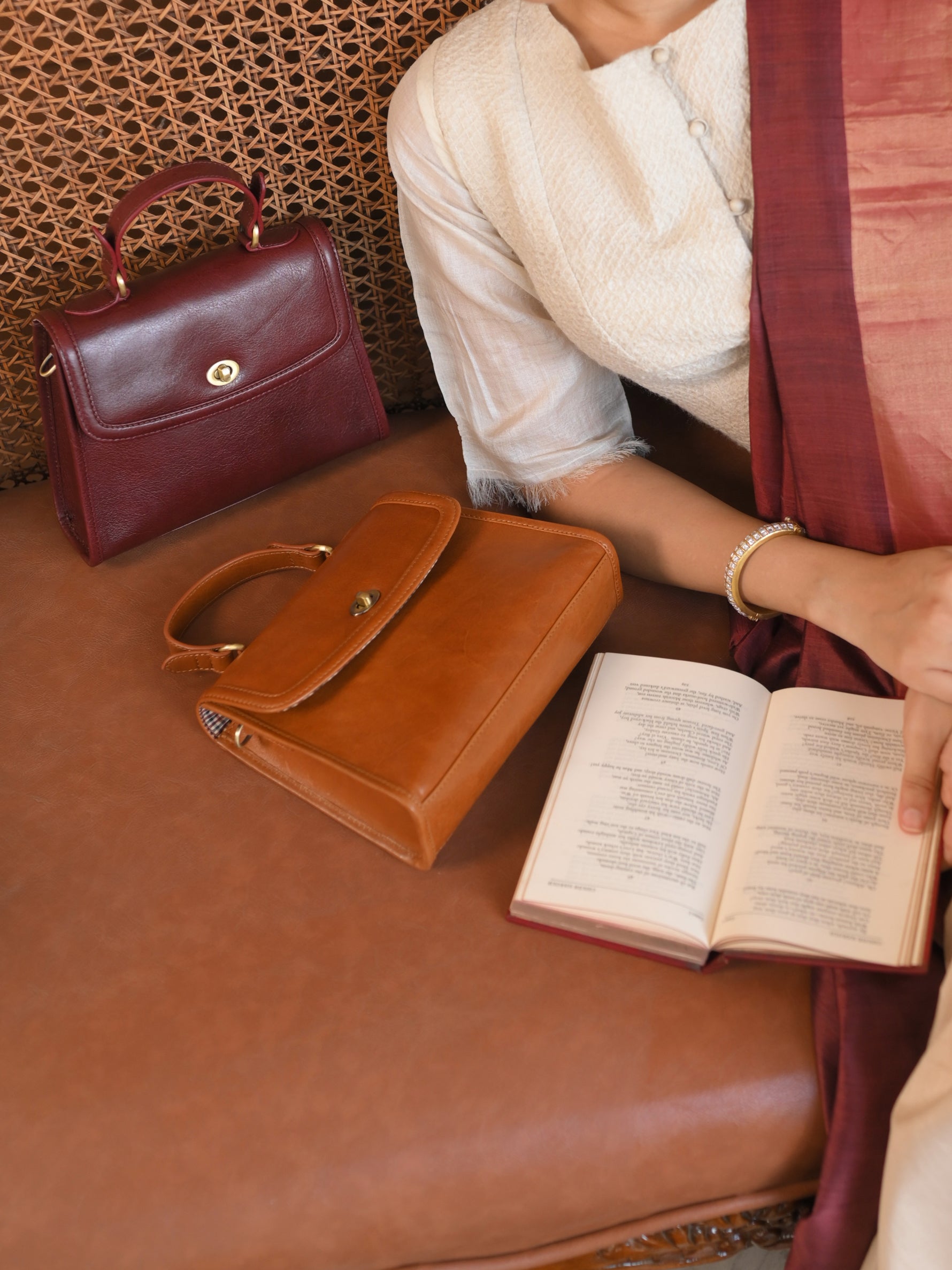 Handcrafted Genuine Vegetable Tanned Leather City Satchel Mini Dark Brown for Women Tan & Loom