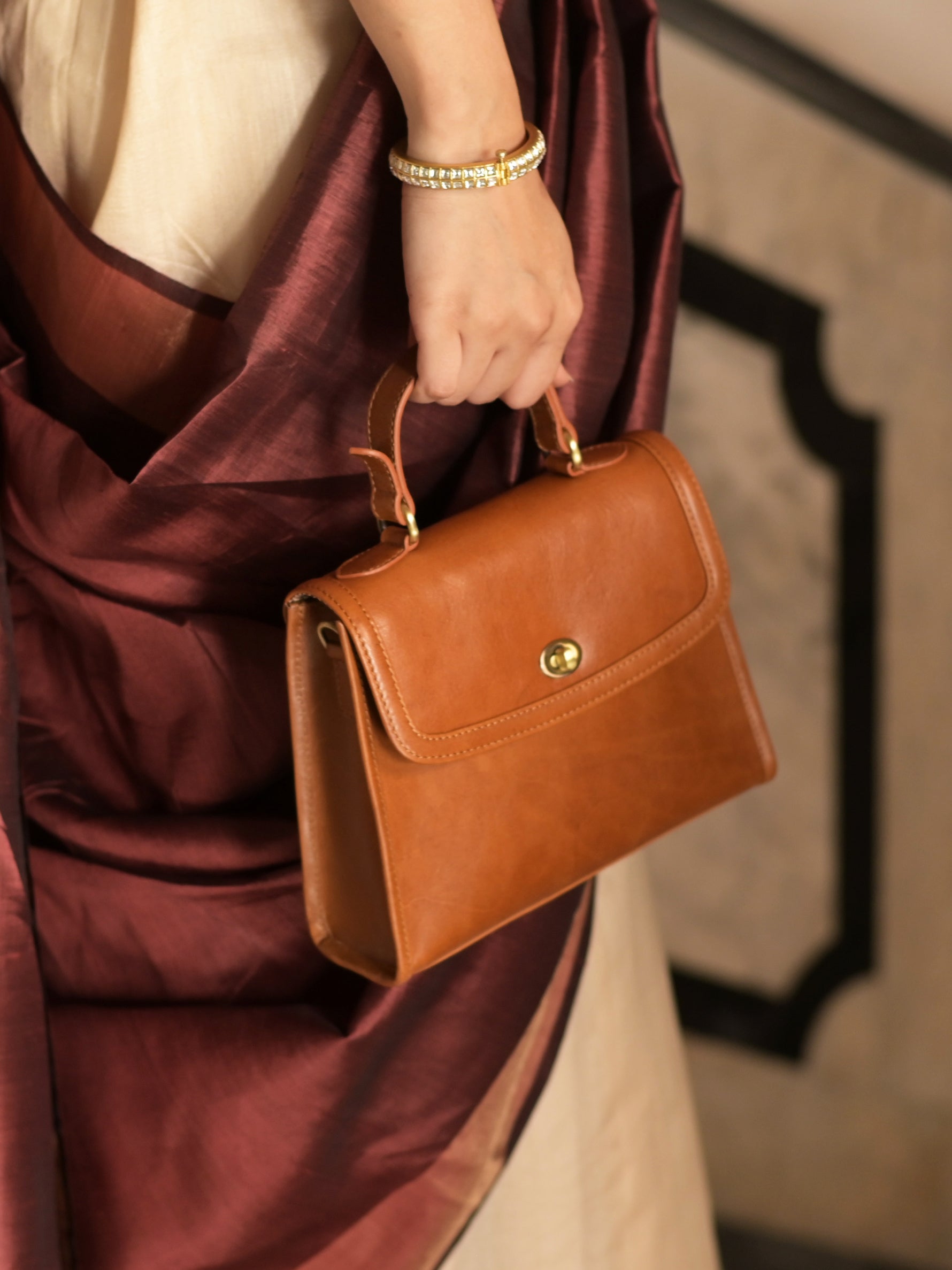 Handcrafted Genuine Vegetable Tanned Leather City Satchel Mini Toffee Tan for Women Tan & Loom