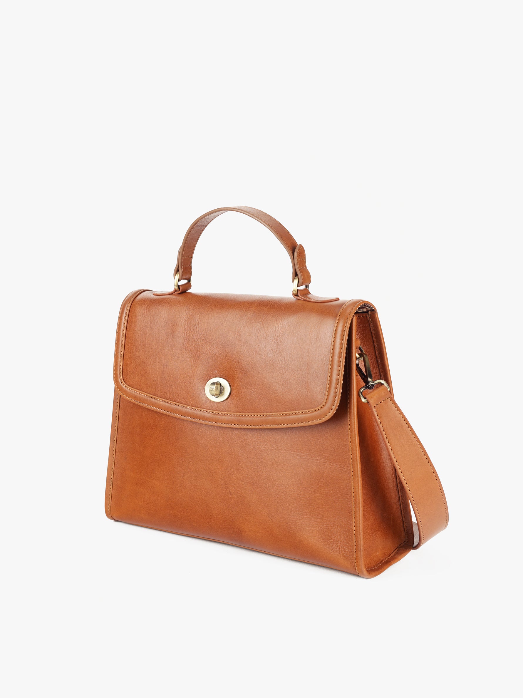 Handcrafted Genuine Vegetable Tanned Leather City Satchel Toffee Tan for Women Tan & Loom