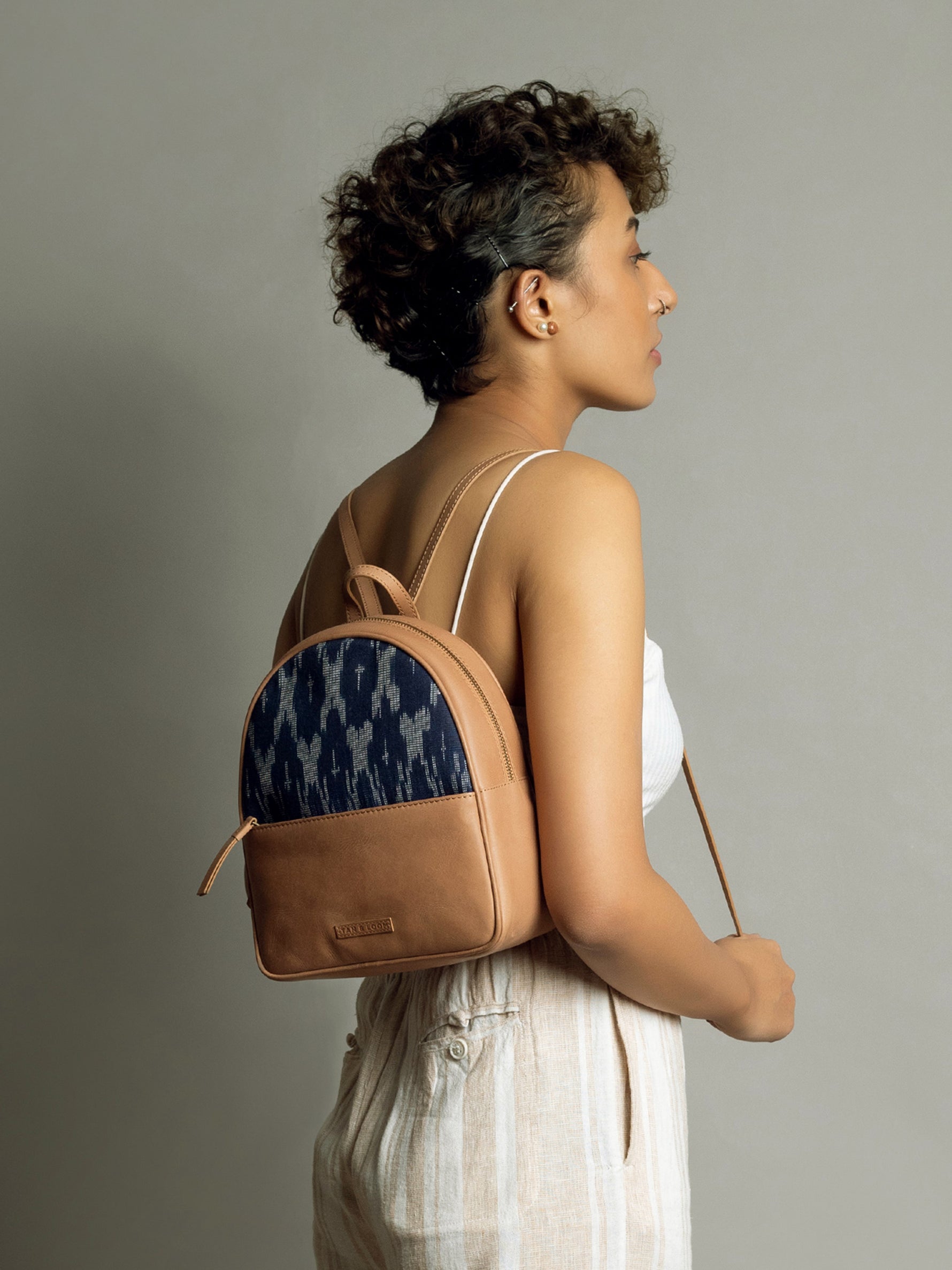 Buy Navy Blue Wanderlust Backpack online for women in India Tan Loom